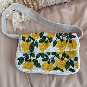 Lemon Beaded Crossbody Bag